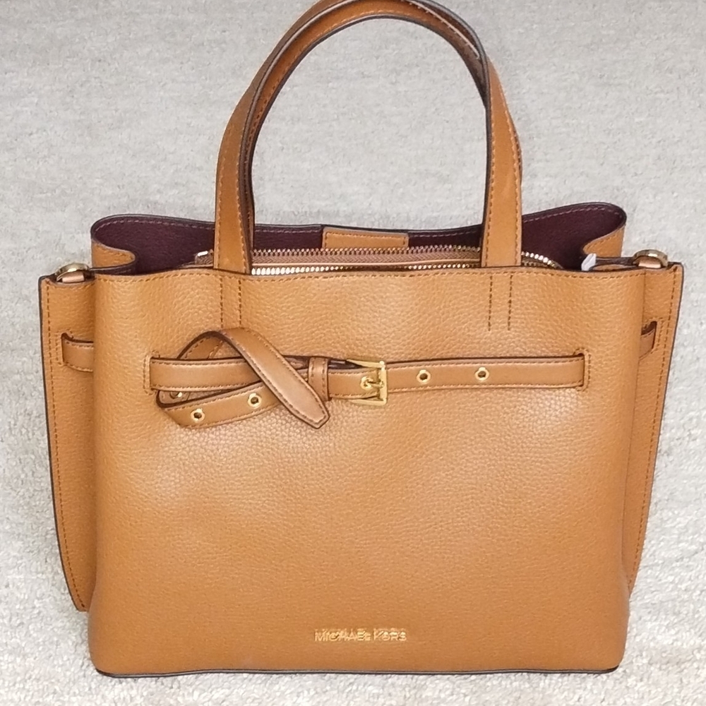 Michael Kors Tan Leather Satchel with Gold Accents
